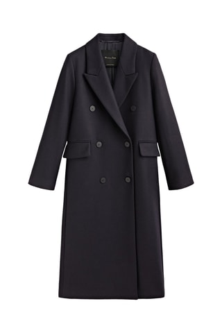 Manteau long croisé en laine mélangée - Noir