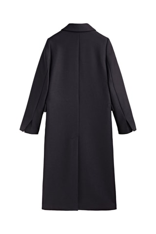 Manteau long croisé en laine mélangée - Noir