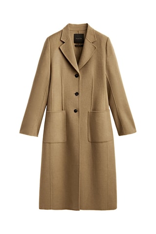 Manteau long en laine mélangée épaulettes - Beige