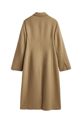 Manteau long en laine mélangée épaulettes - Beige