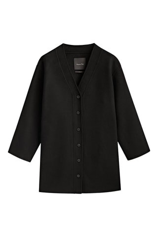 Manteau noir en mélange de laine avec boutons - Noir