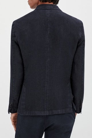 Veste en lin teintée bleu marine - Bleu marine