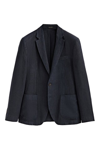 Veste en lin teintée bleu marine - Bleu marine