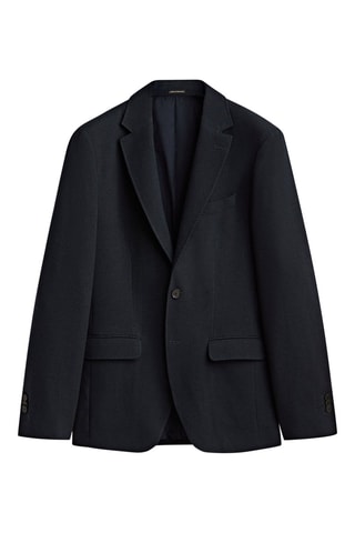 Veste bleu marine en laine tissu diagonal - Bleu marine