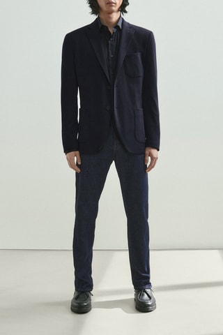 Veste tailleur en laine super 120's confort - Bleu marine