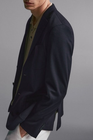 Veste tailleur en laine super 120's confort - Bleu marine