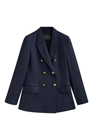 Veste de costume croisée denim - Bleu marine