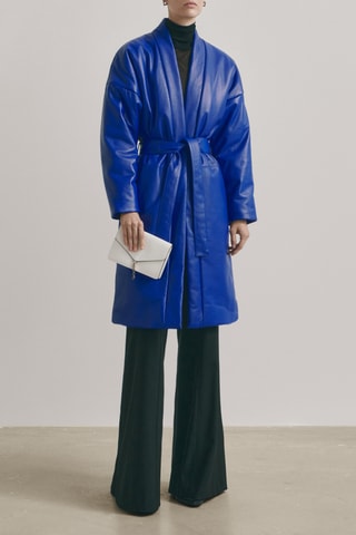 Kimono matelassé en cuir - Studio - Bleu cobalt