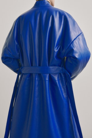 Kimono matelassé en cuir - Studio - Bleu cobalt