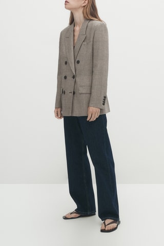 Veste croisée à carreaux - Beige et blanc