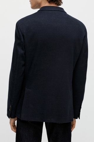 Veste coton et lin - Bleu marine