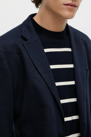 Veste coton et lin - Bleu marine