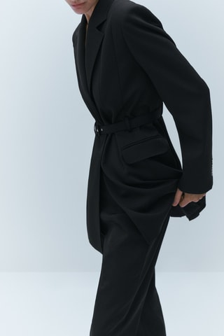 Veste en laine ceinture - Noir