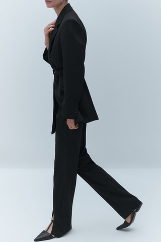 Veste en laine ceinture - Noir