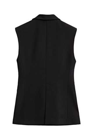 Veste sans manches longue noire boutons - Noir