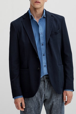 Veste texturée coton - Bleu marine