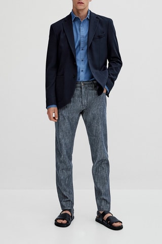 Veste texturée coton - Bleu marine