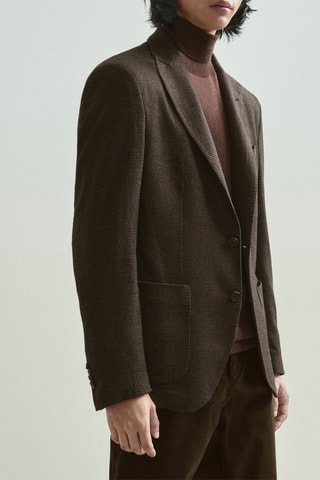 Veste pied-de-poule marron en laine - Marron