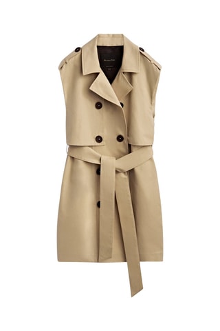 Veste sans manches type trench ceinturée - Marron clair