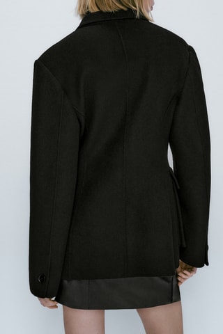 Veste noire en laine épaulettes - Noir