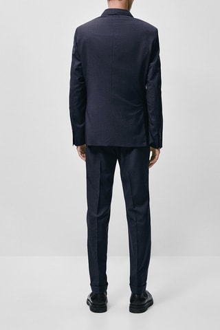 Veste de costume pied-de-poule pure laine - Bleu marine