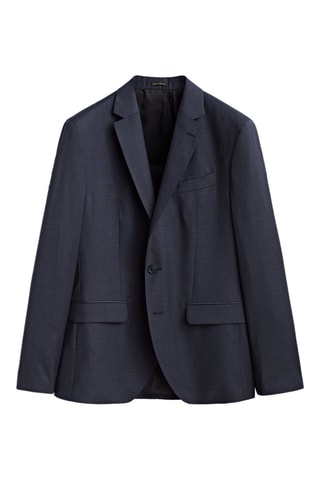 Veste de costume pied-de-poule pure laine - Bleu marine