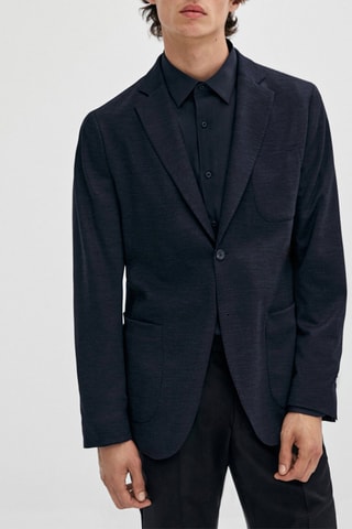 Veste bleue mélange de laine - Bleu marine chiné