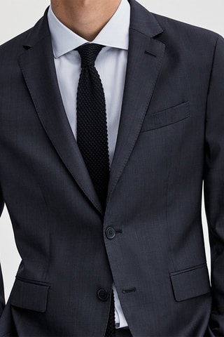 Veste de costume piquée pure laine - Bleu marine