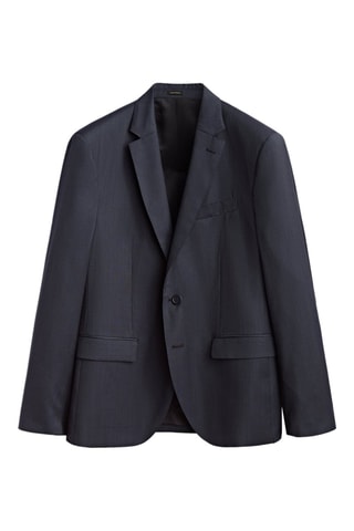 Veste de costume piquée pure laine - Bleu marine