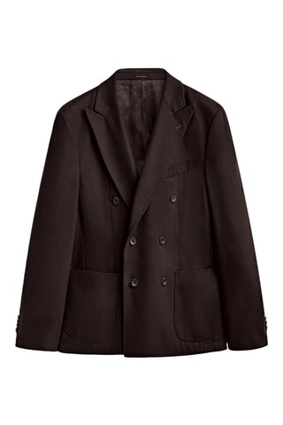 Veste tailleur flanelle en laine boutons limited edition - Marron foncé