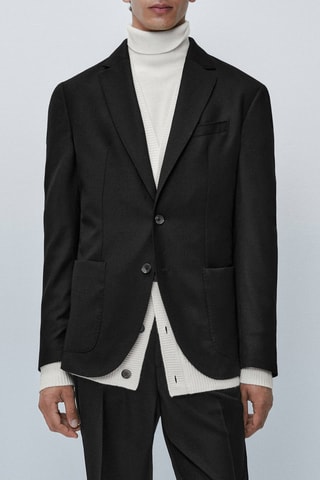 Veste tailleur noire flanelle en laine limited edition - Noir