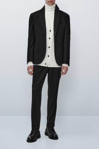 Veste tailleur noire flanelle en laine limited edition - Noir