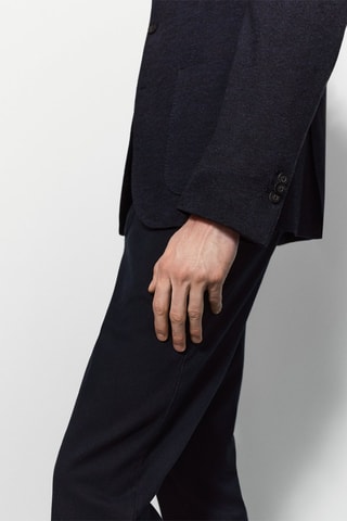 Veste en coton et laine faux uni - Bleu nuit