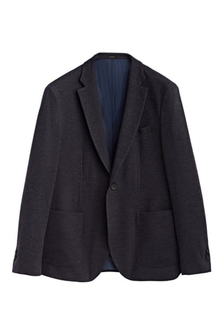 Veste en coton et laine faux uni - Bleu nuit