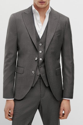 Veste de costume grise laine rayures tennis - Gris