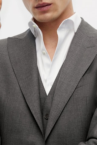 Veste de costume grise laine rayures tennis - Gris