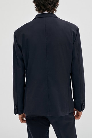 Veste de costume bleue micro texturée en laine - Bleu marine