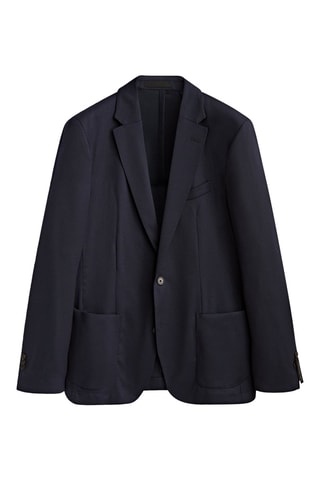 Veste de costume bleue micro texturée en laine - Bleu marine