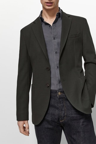 Veste maille texturée coton - Kaki