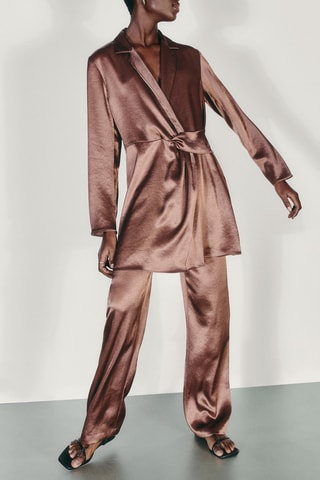 Veste trois-quarts finition lamée - Marron