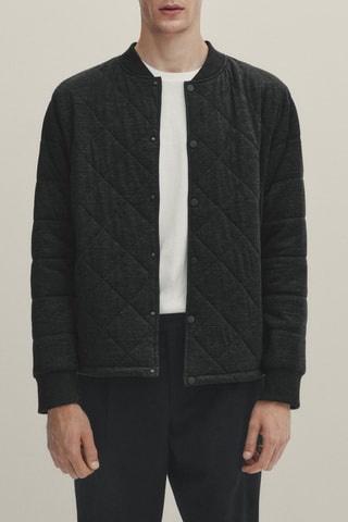 Veste bomber universitaire 100 % laine extra fine - Noir