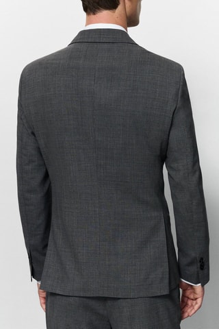 Veste de costume en laine grise motif pied-de-poule - Gris