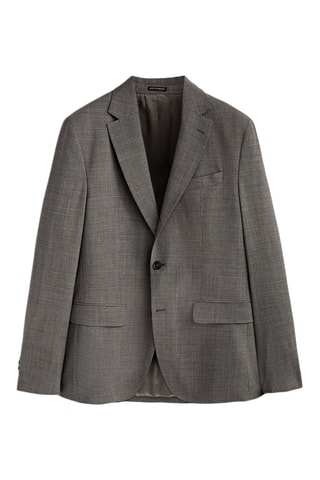 Veste de costume en laine grise motif pied-de-poule - Gris