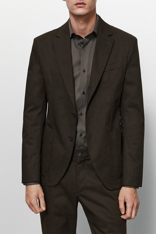 Veste de costume kaki micro sergé - Kaki