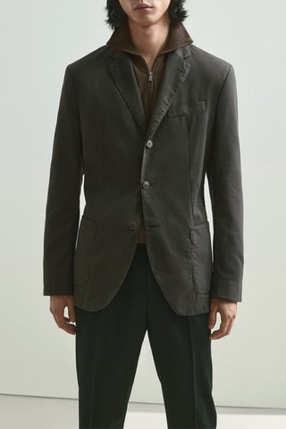 Veste teintée en coton stretch - Kaki