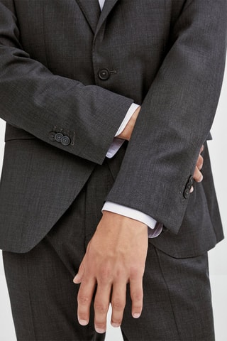 Veste de costume texturée grise en laine - Anthracite