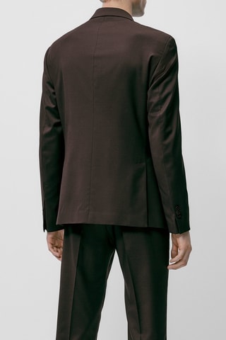 Veste texturée half-canvas toile en laine mélangée - Marron foncé