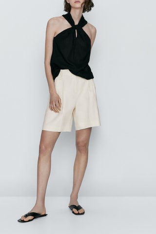 Top texturé bretelles croisées - Noir