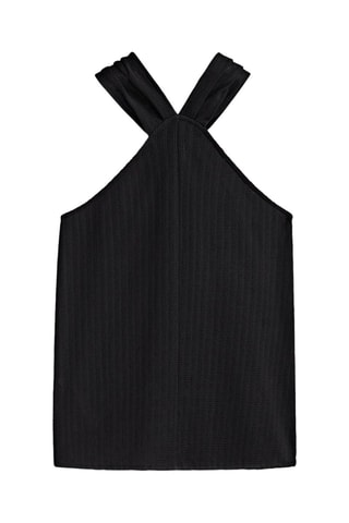 Top texturé bretelles croisées - Noir