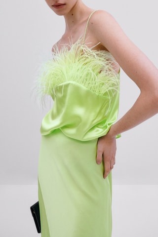 Top en soie avec plumes - Studio - Vert clair